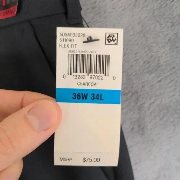 NWT Van Heusen Dress Pants Mens 36x34 Gray Flex Straight Fit Stretch Flat Front - Picture 4 of 9